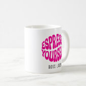 Grappige Spreuk Moderne Espresso Zelf Retro Naam Koffiemok (Voorkant rechts)
