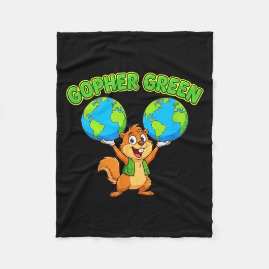 Grappige spreuk over Aarddag Gopher groene cartoon Fleece Deken (Voorkant)