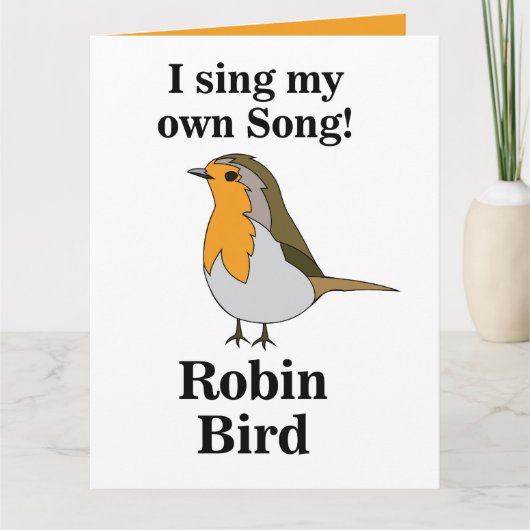 Grappige spreuk over de roodborst kaart (Voorkant)