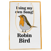Grappige spreuk over de roodborst medium cadeauzakje (Voorkant)