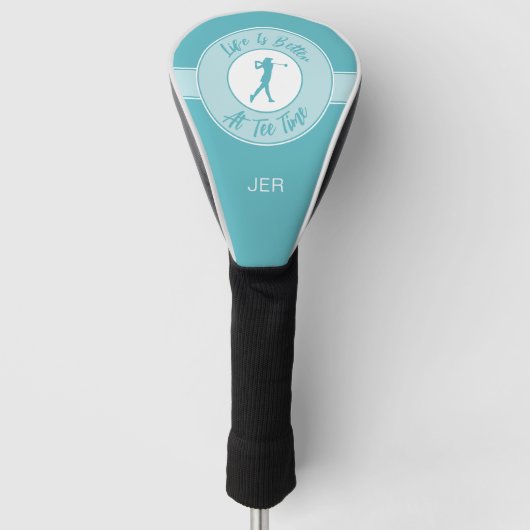 Grappige spreuk Persoonlijke monogram initiaal Tea Golfheadcover (Voorkant)