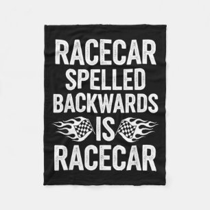 Grappige spreuk Racecar achterstevoren gespeld Rac Fleece Deken