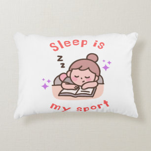Grappige Spreuk Slaperig Karakter Pastel Roze Deco Accent Kussen