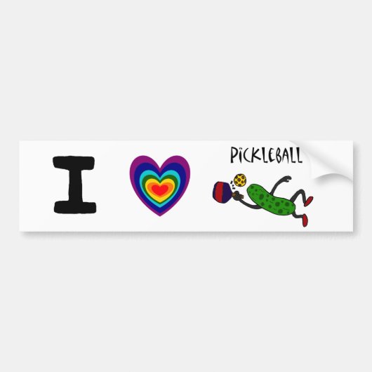 Grappige springende augurk die pickleball speelt bumpersticker (Voorkant)