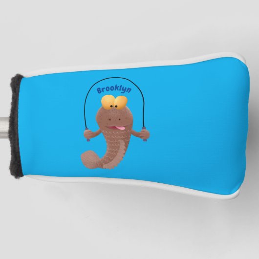 Grappige springende modderspringer vis cartoon  golfheadcover (Voorkant)