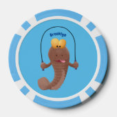 Grappige springende modderspringer vis cartoon poker chips (Achterkant)