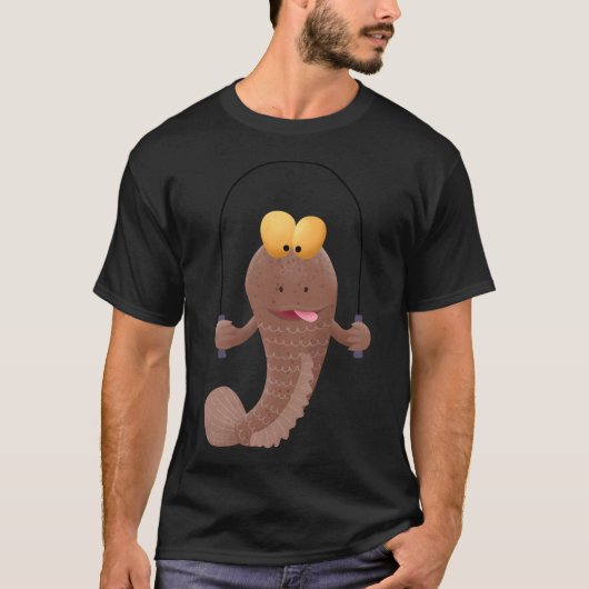 Grappige springende modderspringer vis cartoon t-shirt (Voorkant)