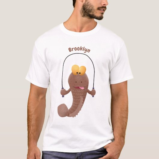 Grappige springende modderspringer vis cartoon  t-shirt (Voorkant)