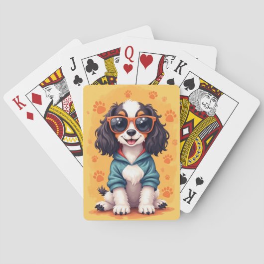 Grappige Springer Spaniel Kawaii Hond Pokerkaarten (Achterkant)