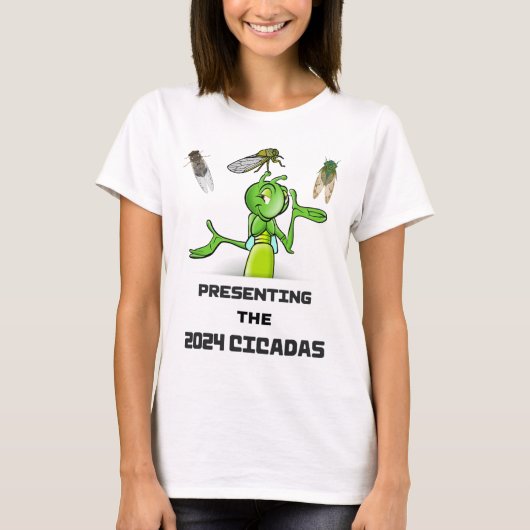 Grappige sprinkhaan presenteert cicaden beestjes i t-shirt (Voorkant)