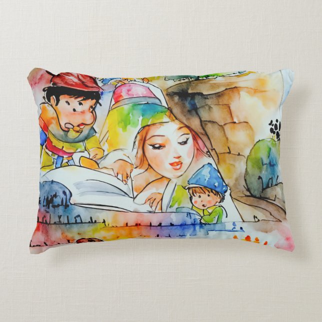Grappige sprookjesachtige illustratie accent kussen (Voorkant)