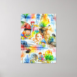 Grappige sprookjesachtige illustratie canvas afdruk