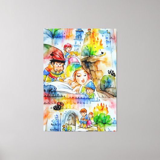 Grappige sprookjesachtige illustratie canvas afdruk (Voorkant)