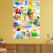 Grappige sprookjesachtige illustratie canvas afdruk (Insitu (Woonkamer))