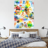 Grappige sprookjesachtige illustratie canvas afdruk (Insitu (Slaapkamer))