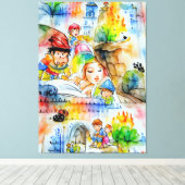 Grappige sprookjesachtige illustratie canvas afdruk (Insitu (Houten vloer))