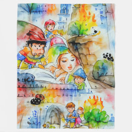 Grappige sprookjesachtige illustratie fleece deken