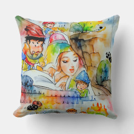 Grappige sprookjesachtige illustratie kussen