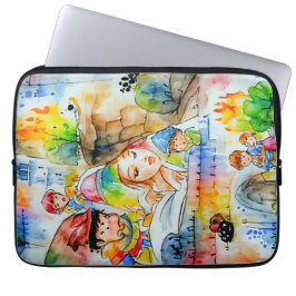 Grappige sprookjesachtige illustratie laptop sleeve