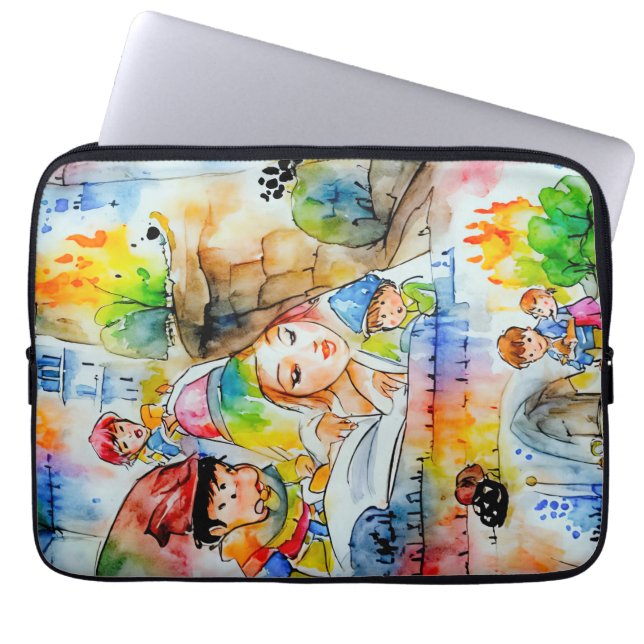 Grappige sprookjesachtige illustratie laptop sleeve (Voorkant)