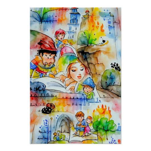 Grappige sprookjesachtige illustratie perfect poster (Voorkant)