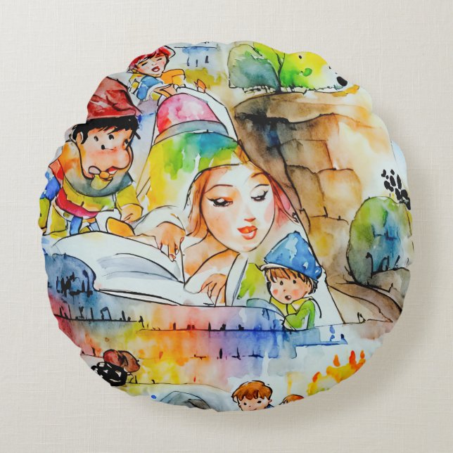 Grappige sprookjesachtige illustratie rond kussen (Voorkant)
