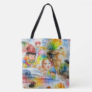 Grappige sprookjesachtige illustratie tote bag