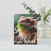 Grappige spruitende hagedis in de Moss Garden Verj Briefkaart (Staand voorkant)