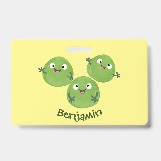 Grappige spruitjes groenten cartoon badge (Voorzijde)