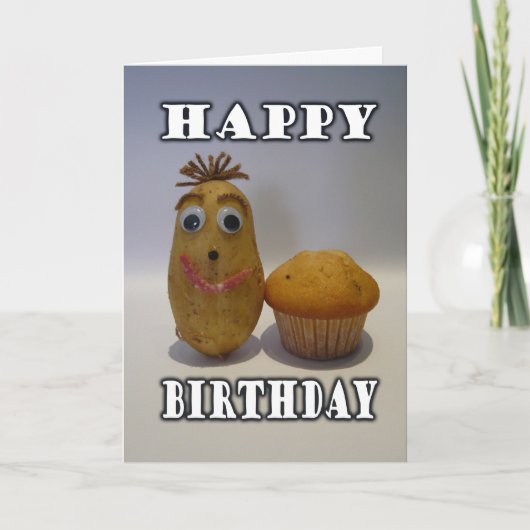 Grappige "Spud" Muffin - Happy Birthday voor Guy Kaart (Voorkant)
