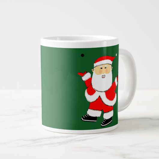 Grappige squash speler kerst grote koffiekop (Voorkant rechts)