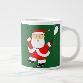 Grappige squash speler kerst grote koffiekop