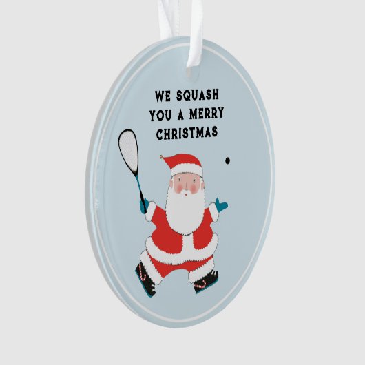 Grappige squash speler vakantie cadeau ornament (voorkant)