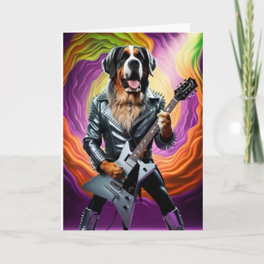 Grappige St. Bernard Rockster Kaart (Voorkant)