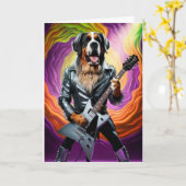 Grappige St. Bernard Rockster Kaart (Gele Bloem)