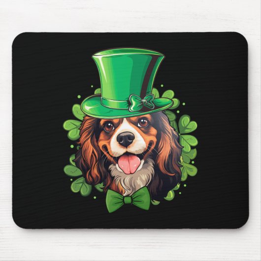 Grappige St. Patrick Cavalier King Charles Spaniel Muismat (Voorkant)