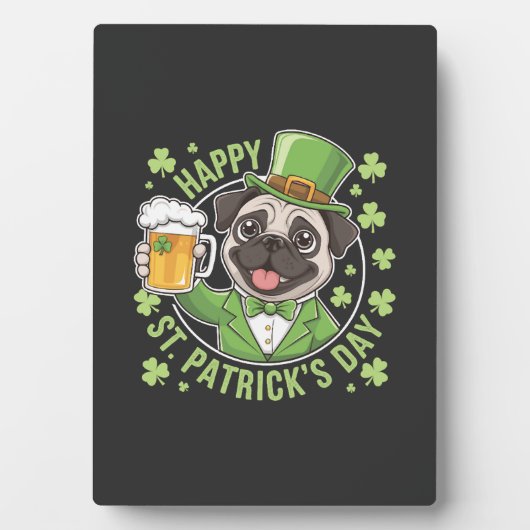 Grappige St. Patrick-dag-pug met bierpul Fotoplaat (voorkant)
