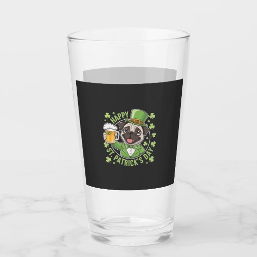 Grappige St. Patrick-dag-pug met bierpul Glas (Voorkant)