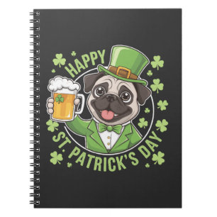 Grappige St. Patrick-dag-pug met bierpul Notitieboek