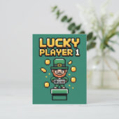 Grappige St. Patrick-dagen Gamer Pixel Feestdagenkaart (Staand voorkant)