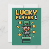 Grappige St. Patrick-dagen Gamer Pixel Feestdagenkaart (Voorkant)