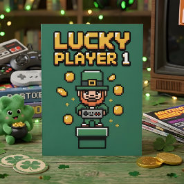 Grappige St. Patrick-dagen Gamer Pixel Feestdagenkaart