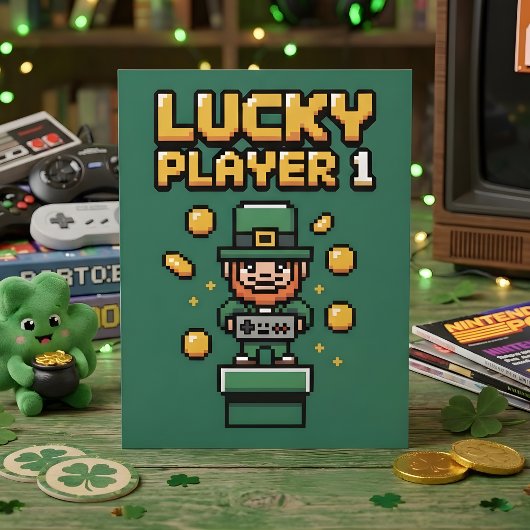 Grappige St. Patrick-dagen Gamer Pixel Feestdagenkaart