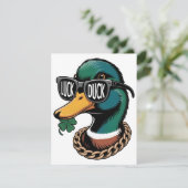 Grappige St. Patrick-dagen Geluks Eend Feestdagenkaart (Staand voorkant)