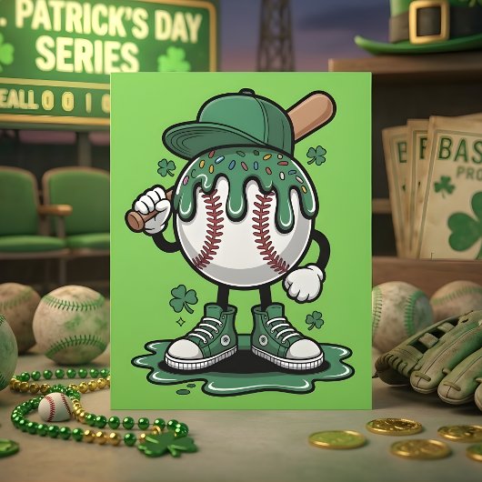 Grappige St. Patrick-dagen honkbalhumor Feestdagenkaart