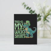 Grappige St. Patrick vakantie kabouter trex dinosa Feestdagenkaart (Staand voorkant)