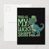 Grappige St. Patrick vakantie kabouter trex dinosa Feestdagenkaart (Voorkant / Achterkant)