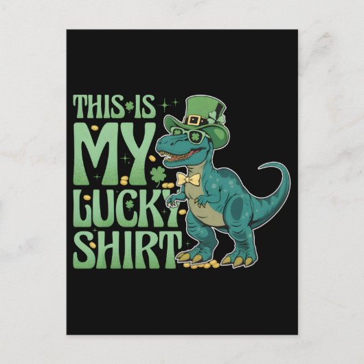 Grappige St. Patrick vakantie kabouter trex dinosa Feestdagenkaart (Voorkant)
