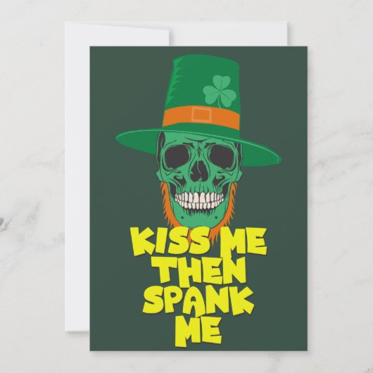 Grappige St. Patricks Dag 2023- Kus me dan sla me Feestdagenkaart (Voorkant)