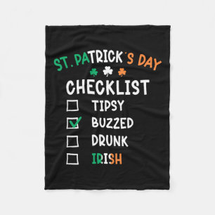 Grappige St. Patrick's Dag Checklist 3 Fleece Deken